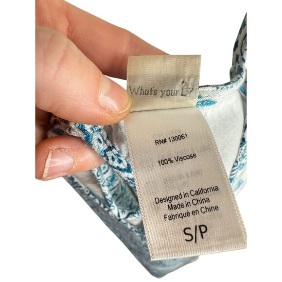 L*SPACE NWOT Girl in Motion Dress Blue Patchwork Swim Coverup Shoulder Ties Sz S - Picture 8 of 12